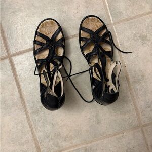 Fly London Black Lace-Up Sandals